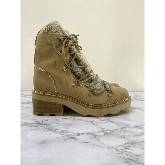 Calvin Klein Alaina Faux Shearling Boot in Light Natural Suede sz 8 - Picture 5 of 10
